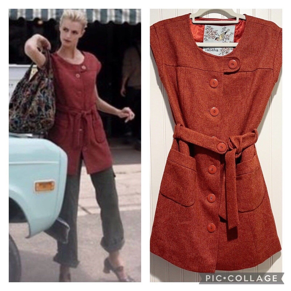 Anthropologie Tabitha Blustery Days Rust Tweed Dress Jacket Vest Size 0